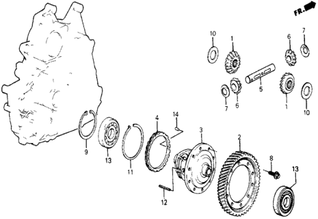 1987 Honda Civic 4AT Differential Gear Diagram