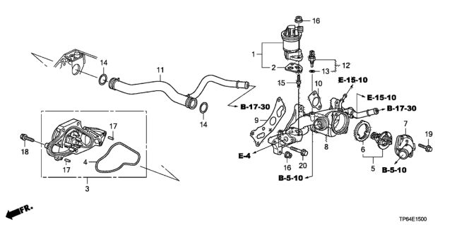 2010 Honda Crosstour 5 Door EXL (4WD) KA 5AT Water Pump (V6) Diagram