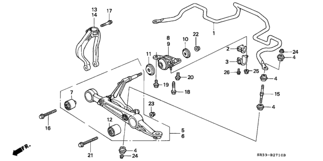 1994 Honda Civic Bush, Stabilizer Holder (21MM) Diagram for 51306-SR3-010