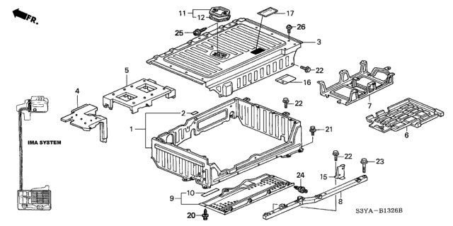 2004 Honda Insight Label, Battery Information Diagram for 1K870-PHM-A00