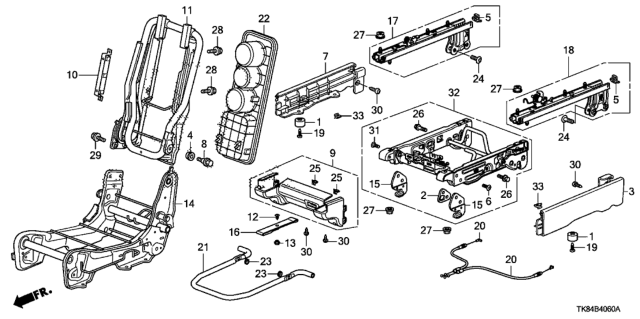 2011 Honda Odyssey Bolt, Center Seat Pivot Diagram for 81902-SHJ-A21