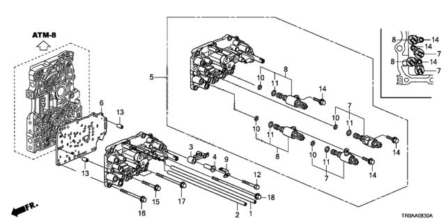 2013 Honda Civic 4 Door EX-L KA 5AT AT Servo Body Diagram