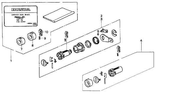 1998 Honda CR-V Key Cylinder Kit Diagram