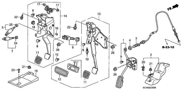 2007 Honda Element Pedal Assy., Accelerator Diagram for 17800-SCV-A02