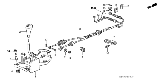 2006 Honda Insight 3 Door DX (A/C) KA 5MT Shift Lever Diagram