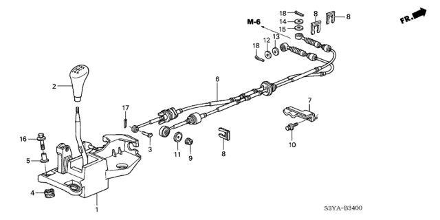 2004 Honda Insight Knob, Change Lever (5MT) *NH167L* (GRAPHITE BLACK) Diagram for 54102-SH3-003ZG