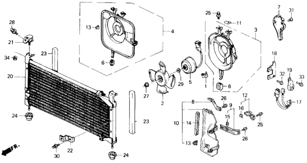 1988 Honda Civic Protector, Fan Motor Diagram for 38619-PM3-010