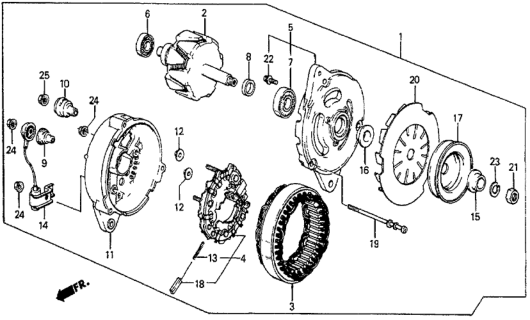1985 Honda Prelude Rotor Assy., Alternator Diagram for 31101-PC1-004