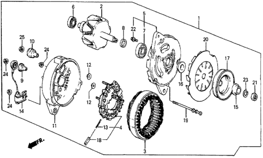 1987 Honda Prelude Frame Assembly, Drive End Diagram for 31109-PC6-004