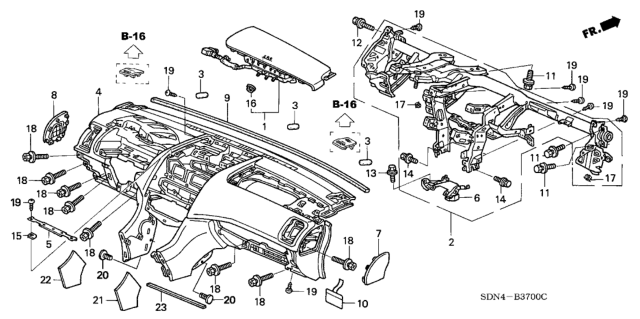 2005 Honda Accord Panel Assy., Instrument *YR239L* (KI IVORY) Diagram for 77100-SDA-A02ZC