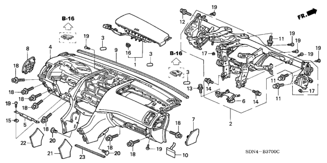2006 Honda Accord 2 Door LX KA 5MT Instrument Panel Diagram