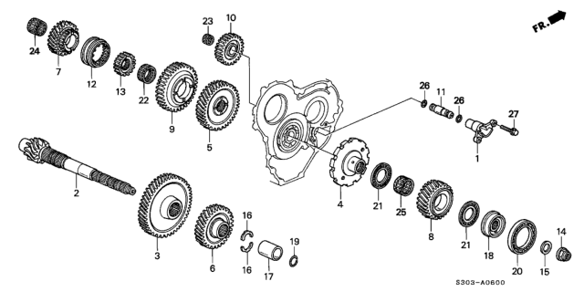 1999 Honda Prelude 2 Door BASE KA 4AT AT Countershaft Diagram
