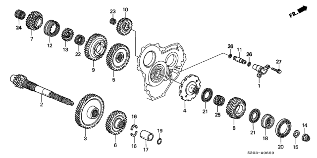 1999 Honda Prelude AT Countershaft Diagram