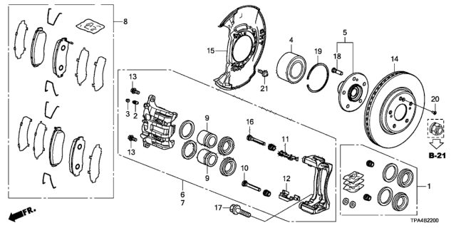 2020 Honda CR-V Hybrid Front Caliper Sub Assembly Diagram for 45018-TLA-A50