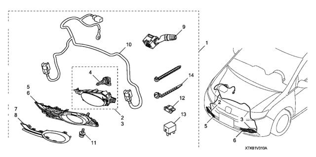 2016 Honda Odyssey Switch Assembly, Lighting & Turn Signal Diagram for 35255-TK8-A71