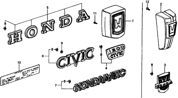 1979 Honda Civic Emblems Diagram