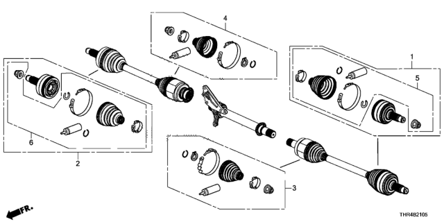 2018 Honda Odyssey Boot Set, Inboard Diagram for 44017-THR-305