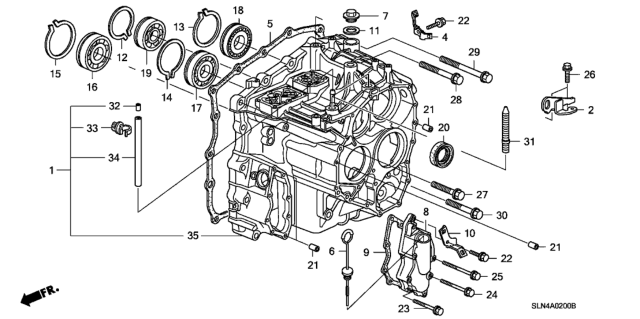 2008 Honda Fit 5 Door BASE KA 5AT AT Transmission Case Diagram