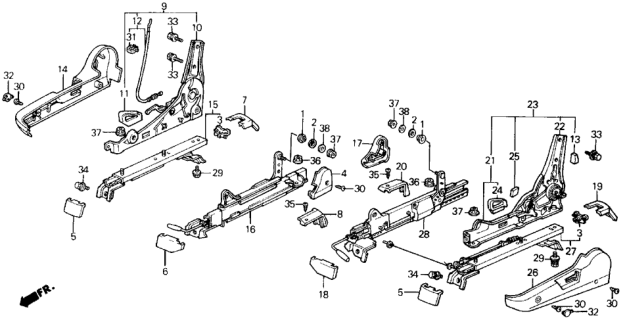 1989 Honda Prelude Cover, R. Reclining *B49L* (FAIR BLUE) Diagram for 81238-SF1-A21ZB