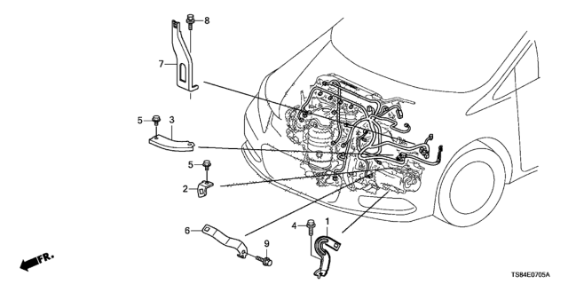 2015 Honda Civic Engine Wire Harness Stay (1.8L) Diagram