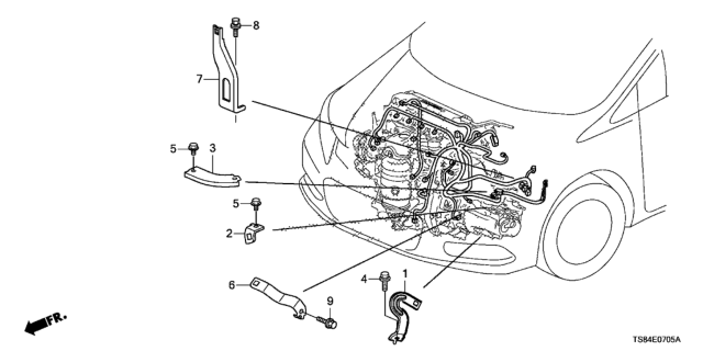 2012 Honda Civic Engine Wire Harness Stay (1.8L) Diagram