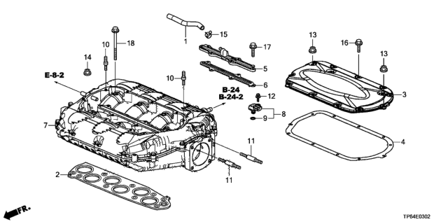 2013 Honda Crosstour 5 Door EXL (4WD) KA 6AT Intake Manifold (V6) Diagram