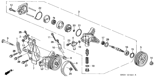 1998 Honda Odyssey 5 Door LX (6 SEATS) KA 4AT P.S. Pump (2.3L) Diagram