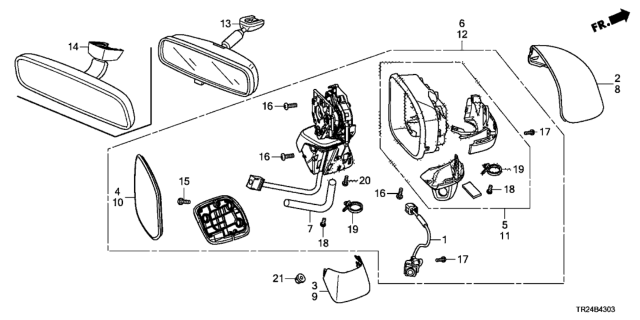 2014 Honda Civic Skullcap L (Green Opal Metallic) Diagram for 76251-TR4-A01ZM