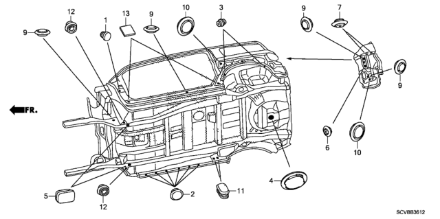 2011 Honda Element Grommet (Under) Diagram