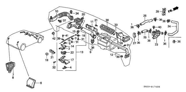 1989 Honda CRX 2 Door HF KL 5MT Water Valve - Duct Diagram