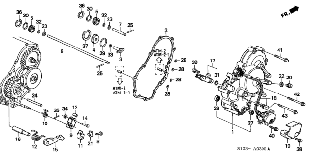 1999 Honda CR-V AT Right Side Cover Diagram