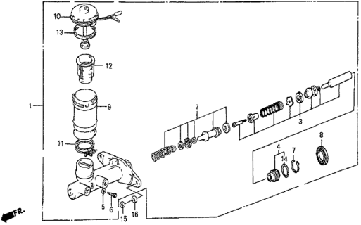 1985 Honda Prelude Master Cylinder Assembly Diagram for 46100-SE0-901