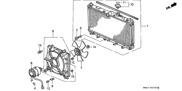 1991 Honda Accord Radiator (Denso) Diagram