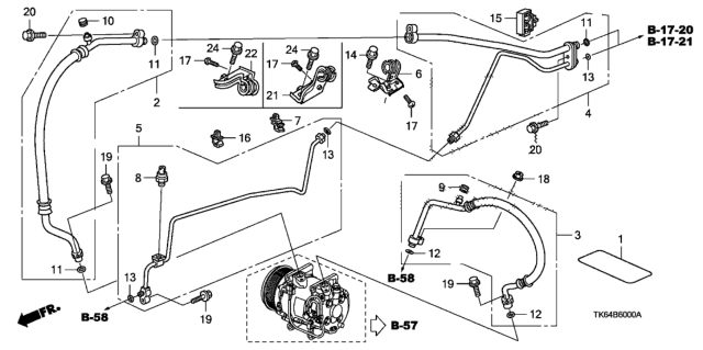 2012 Honda Fit A/C Hoses - Pipes Diagram