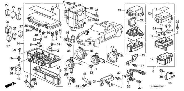 2005 Honda S2000 2 Door S2000 KA 6MT Control Unit (Engine Room) Diagram