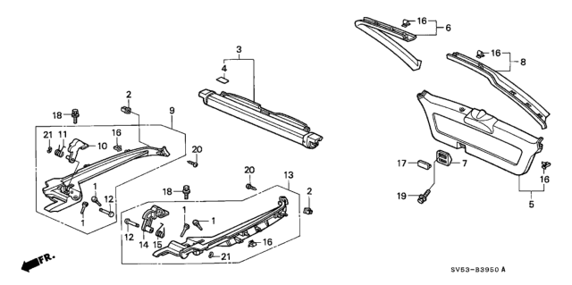 1994 Honda Accord 5 Door LX KA 5MT Tonneau Cover Diagram