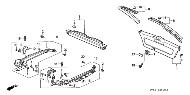 1995 Honda Accord Cover Assy., R. Tonneau Rail *Y18L* (SILKY IVORY) Diagram for 84620-SV5-A00ZC