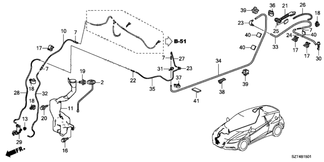 2011 Honda CR-Z Grommet, Washer Tube Diagram for 76853-TM8-G01