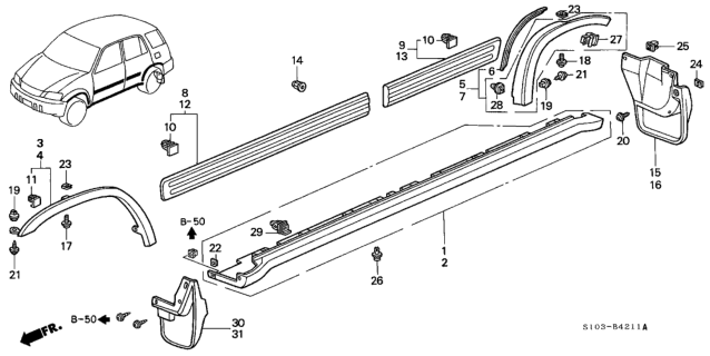 1997 Honda CR-V Splash Guard, Left Rear Diagram for 75830-S10-003