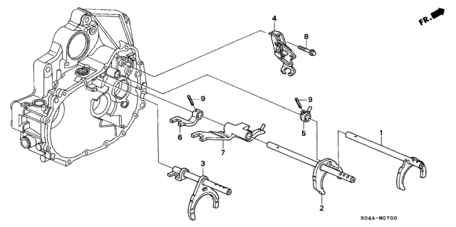 1999 Honda Civic MT Shift Fork - Fork Shaft Diagram