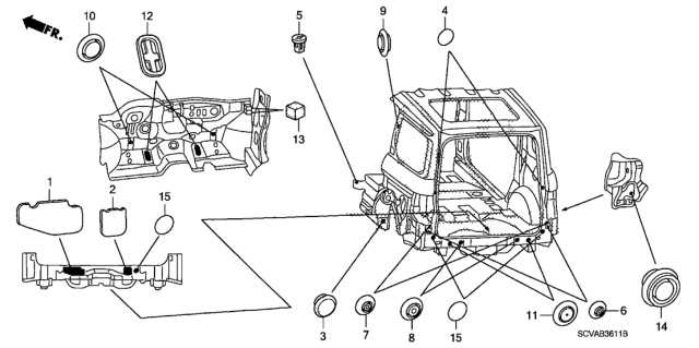 2008 Honda Element Grommet (Lower Dashboard/Rear) Diagram