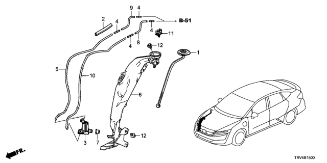 2019 Honda Clarity Electric Tube Washer Diagram for 76854-TRT-A01