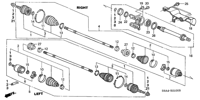 2002 Honda CR-V Driveshaft - Half Shaft Diagram