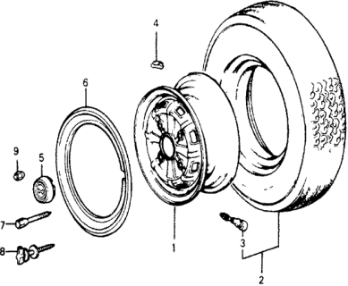 1977 Honda Accord Cap, Wheel Center Diagram for 44732-671-000