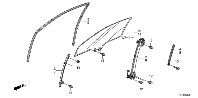 2012 Honda Accord Door Glass - Regulator Diagram