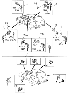 1995 Honda Passport Key, Blank Diagram for 8-97101-151-1