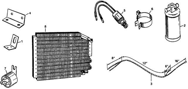1977 Honda Civic A/C Air Conditioner - Receiver Diagram