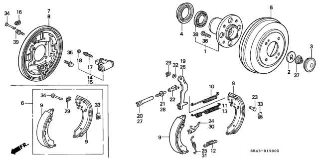 1992 Honda Civic Rear Brake (Drum) Diagram