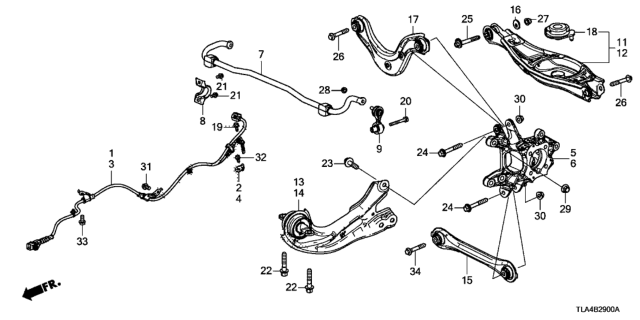 2021 Honda CR-V Stabilizer, Rear Diagram for 52300-TPH-A01