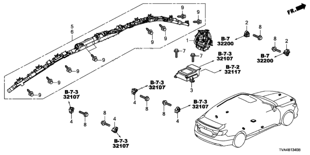 2018 Honda Accord Unit Assembly, Srs Diagram for 77960-TVA-A46